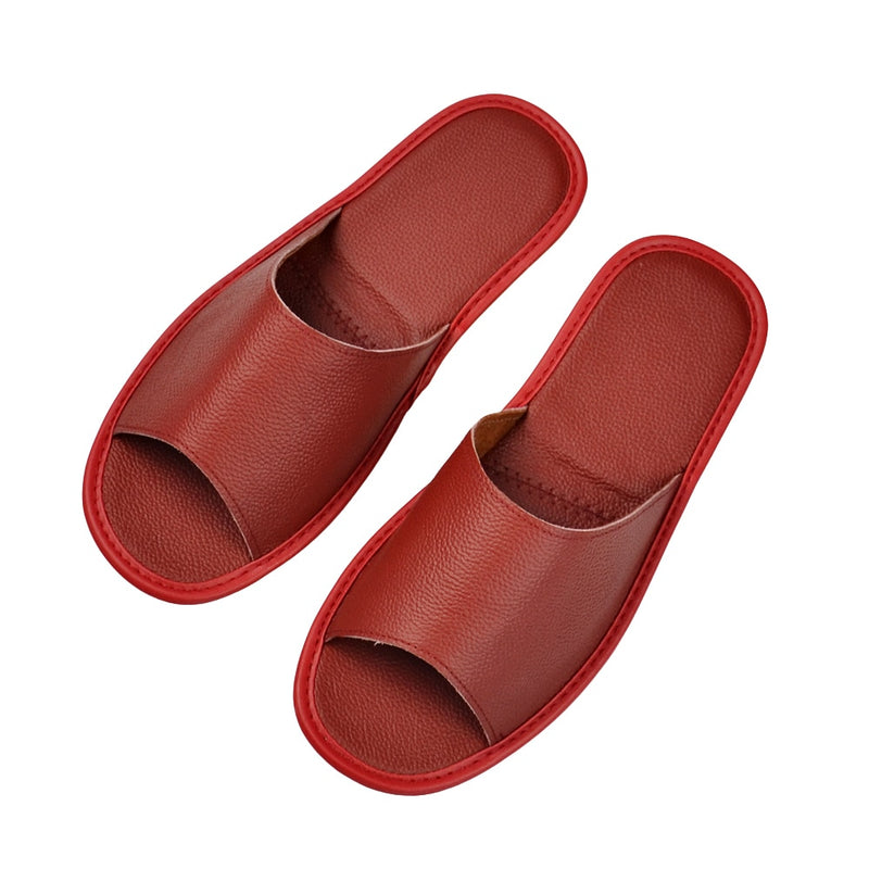 Sandales pantoufles d'intérieur en cuir véritable pour hommes 
