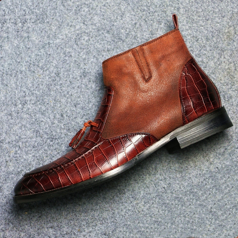 Bottines luxueuses en faux cuir pour hommes 