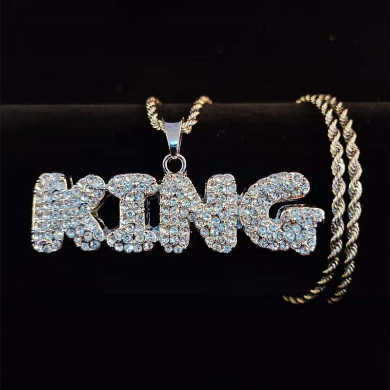 KING Pendentif pour homme Iced Out Collier