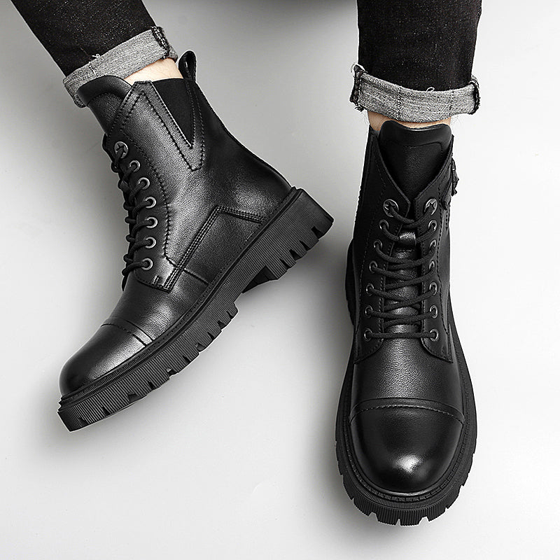 Bottes de luxe en cuir véritable de haute qualité pour hommes