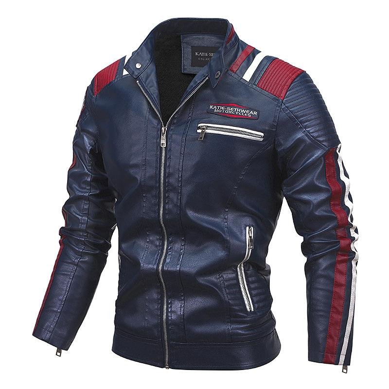 Chaqueta de motociclista vintage de piel sintética para hombre