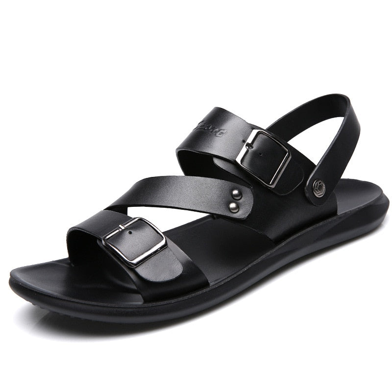 CONC Sandales en similicuir de couleur unie pour hommes 
