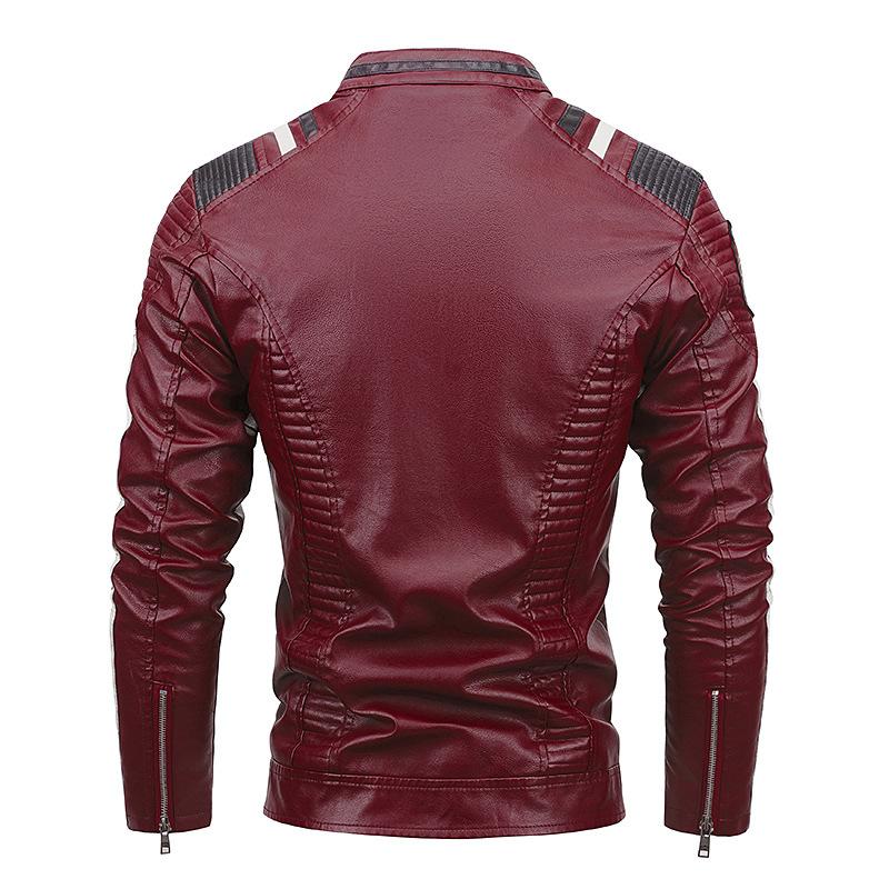 Chaqueta de motociclista vintage de piel sintética para hombre