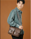 WEIXER Maletín de cuero PU para hombre de 10 pulgadas