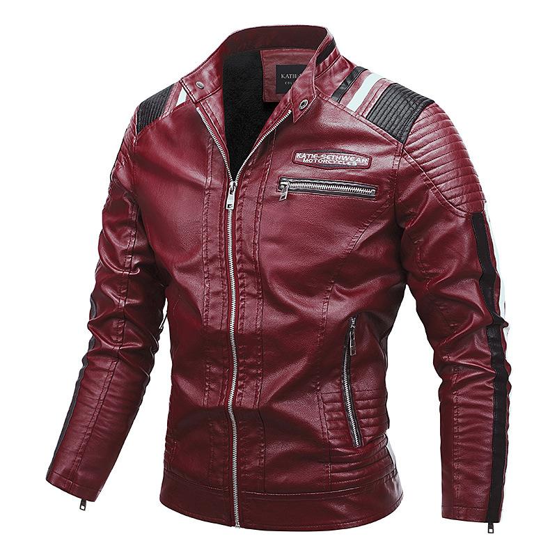 Chaqueta de motociclista vintage de piel sintética para hombre