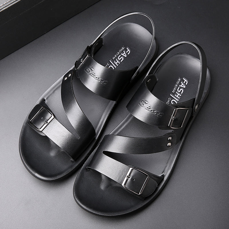 CONC Sandales en similicuir de couleur unie pour hommes 