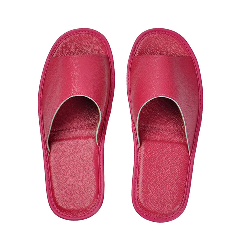 Sandales pantoufles d'intérieur en cuir véritable pour hommes 