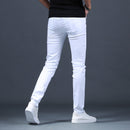 Jean Slim Stretch Homme Blanc Brodé 