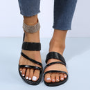 Sandalias planas de charol casual para mujer