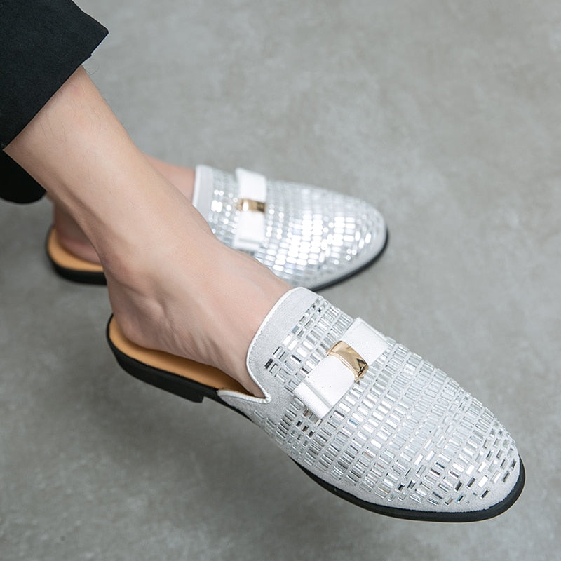 Men's Bling Details Backless Loafers