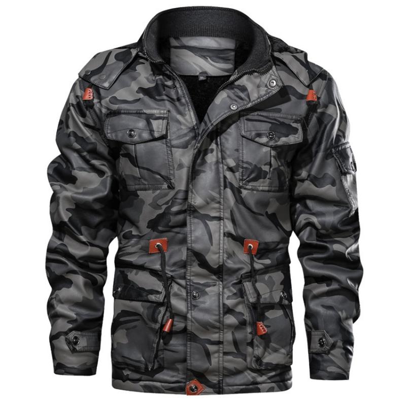 Chaqueta de camuflaje de forro polar de piel sintética para hombre