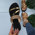 Women's Casual Patent Leather Flat Slipper Sandals