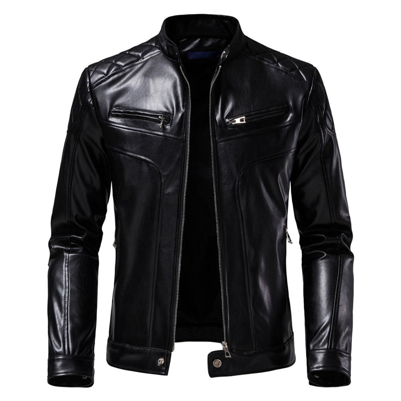 Men's Winter Casual Motorcycle Faux Leather Jacket