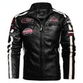 Veste en similicuir brodée pour moto vintage pour hommes