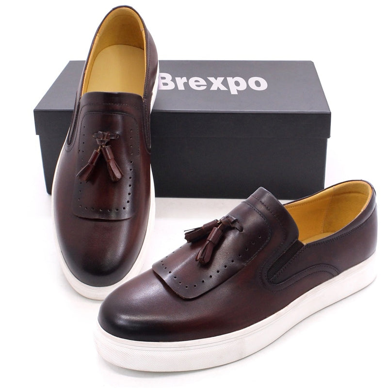 Zapatos planos de cuero genuino hechos a mano para hombres