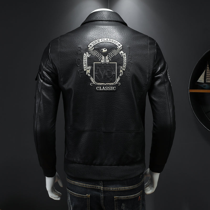 DEM Veste de motard en similicuir pour homme Automne/Hiver 