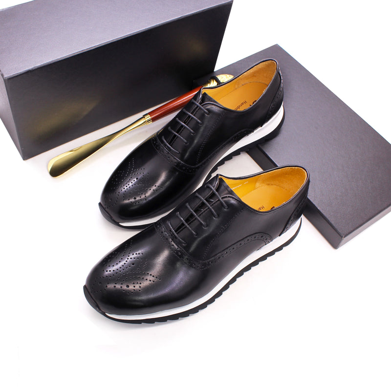 BREX Men's  Handmade Non-Slip Leather Sneakers