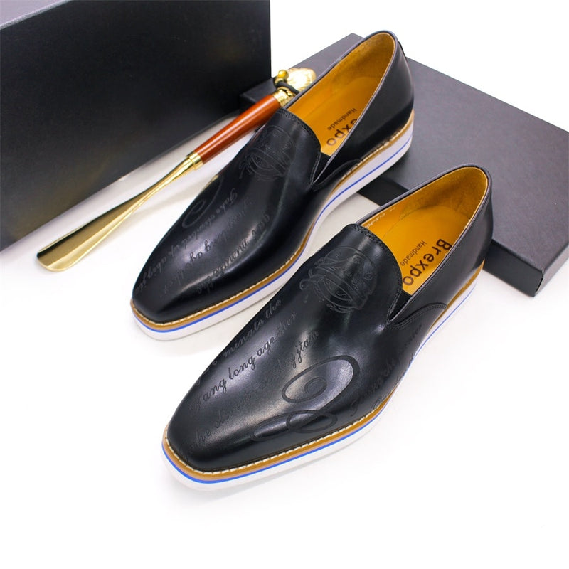 BREX Men's Handmade Leather Classic Flat Loafers