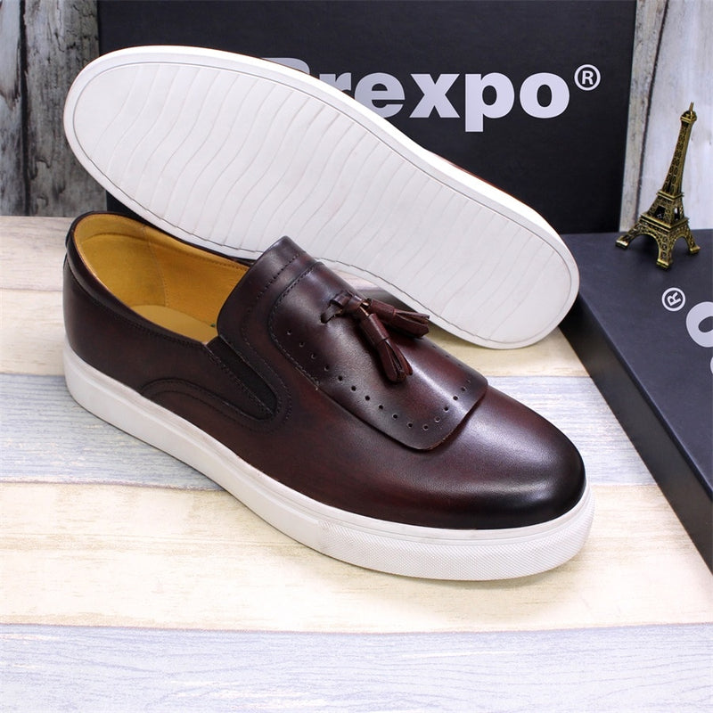 Zapatos planos de cuero genuino hechos a mano para hombres