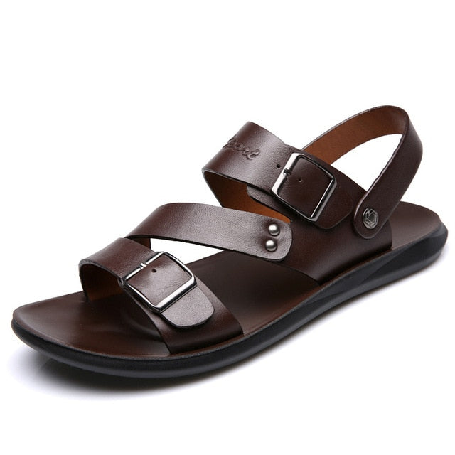 CONC Men's Solid Color Faux Leather Sandals