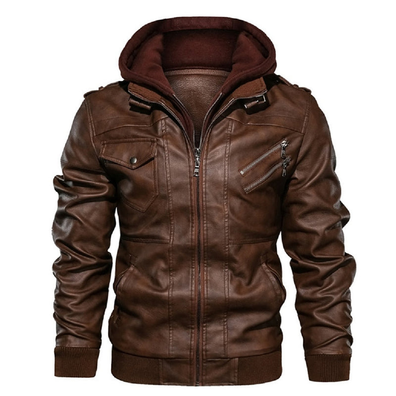 KB Men's Faux Leather Autumn Casual Jacket