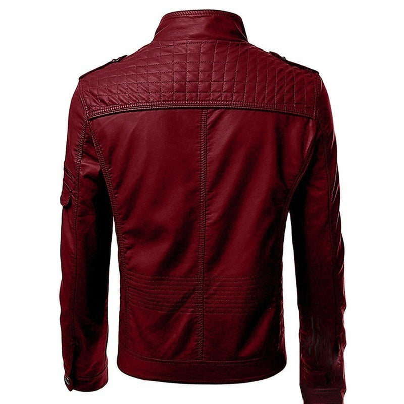 Chaqueta de piel sintética con cuello levantado de otoño Fashionista para hombre