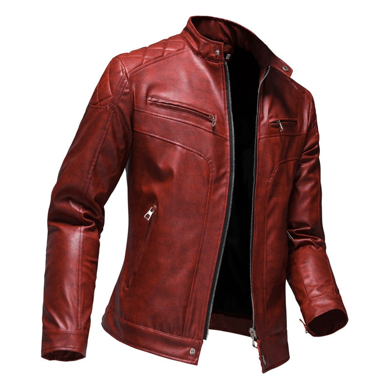 Men's Winter Casual Motorcycle Faux Leather Jacket