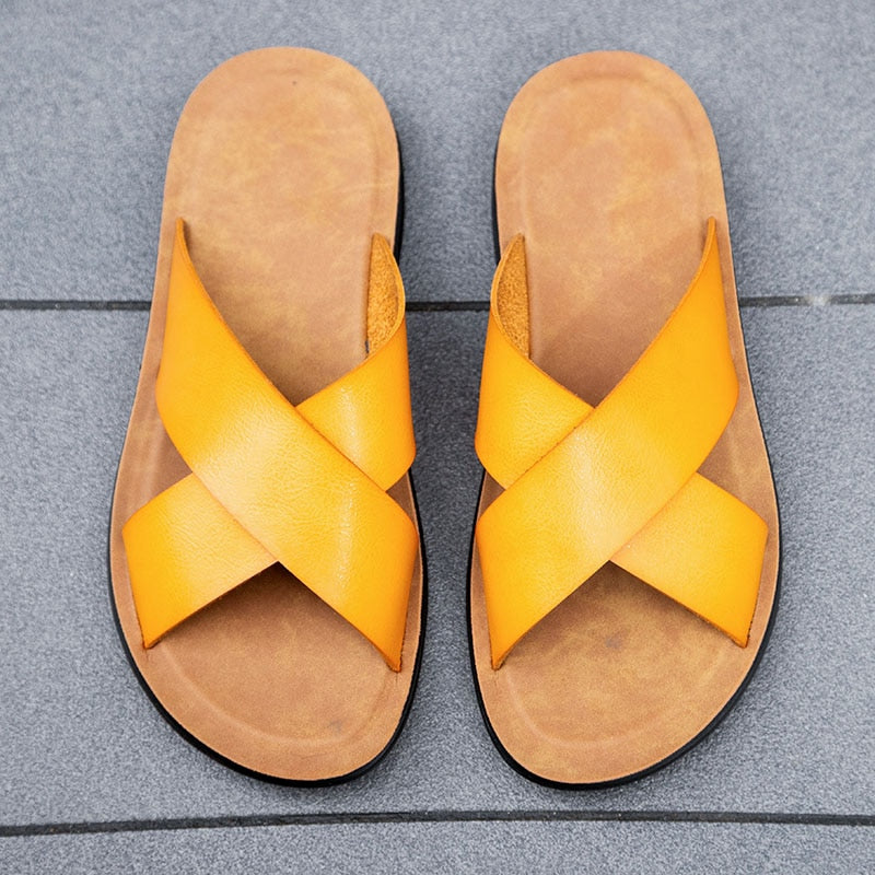 Men's Italian Faux Leather Slippers