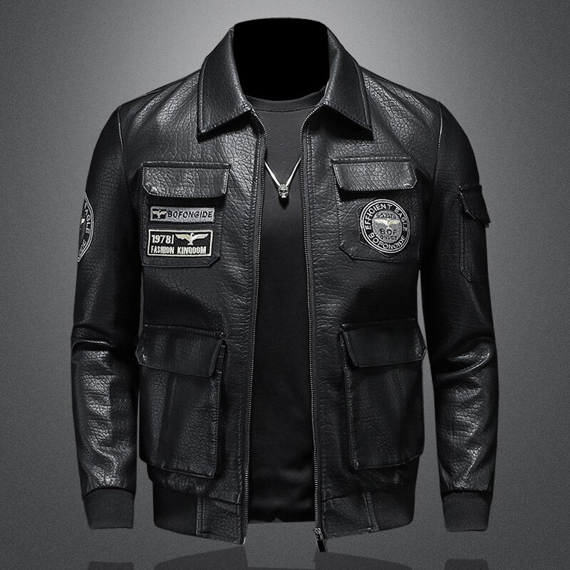 DEM Veste de motard en similicuir pour homme Automne/Hiver 