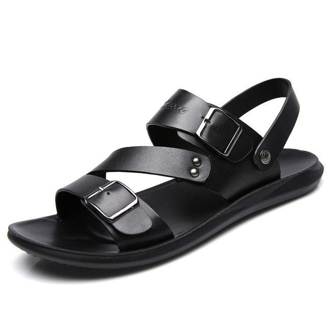 CONC Sandales en similicuir de couleur unie pour hommes 