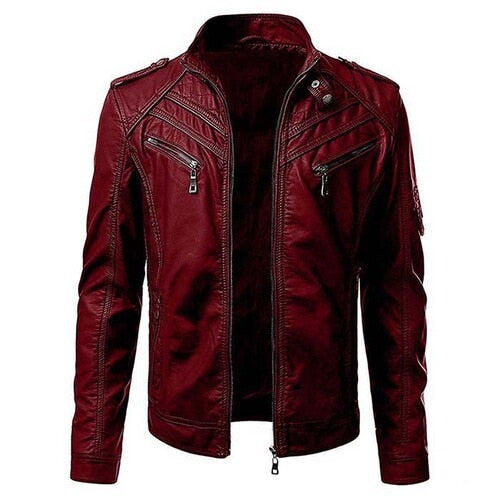 Veste en similicuir à col montant Fashionista pour hommes