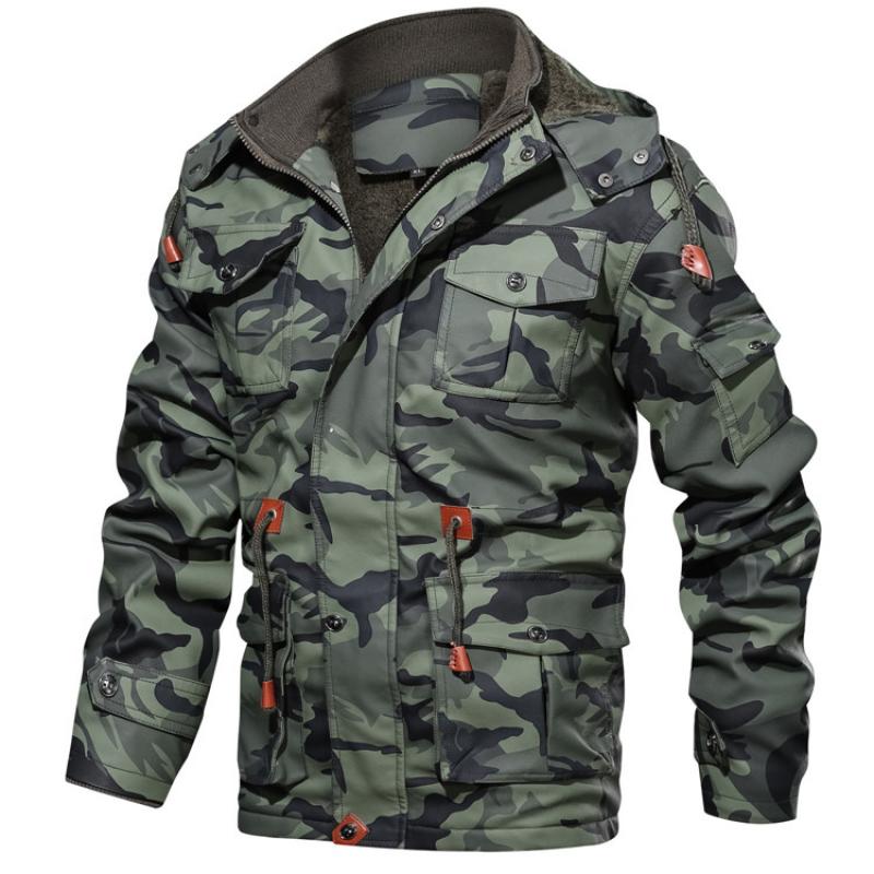 Veste camouflage en polaire imitation cuir pour homme 