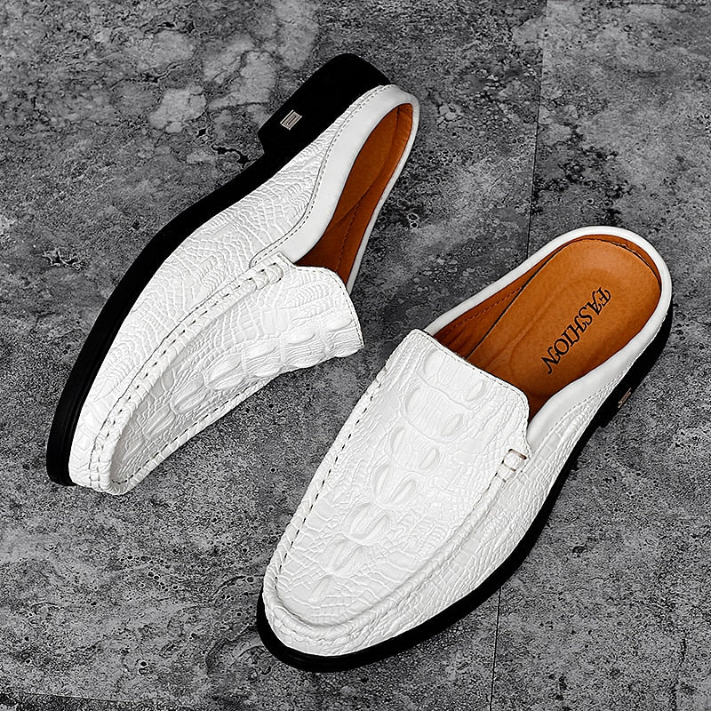 ELEGANTE Men's Faux Leather Backless Loafers