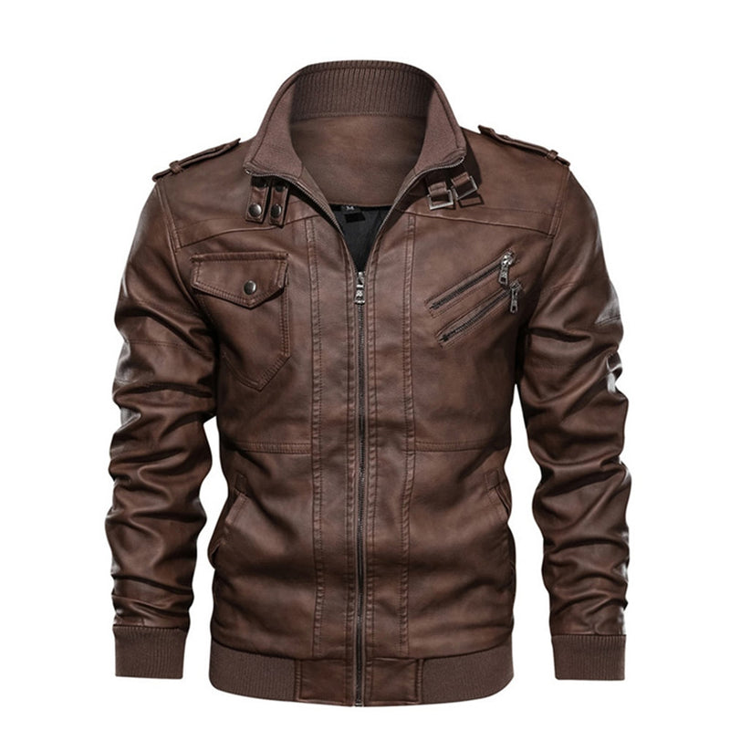 KB Men's Faux Leather Autumn Casual Jacket