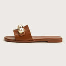 Pantuflas informales con detalles de perlas para mujer