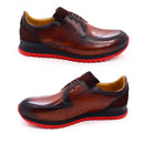 BREX Zapatillas antideslizantes de cuero con cordones para hombre