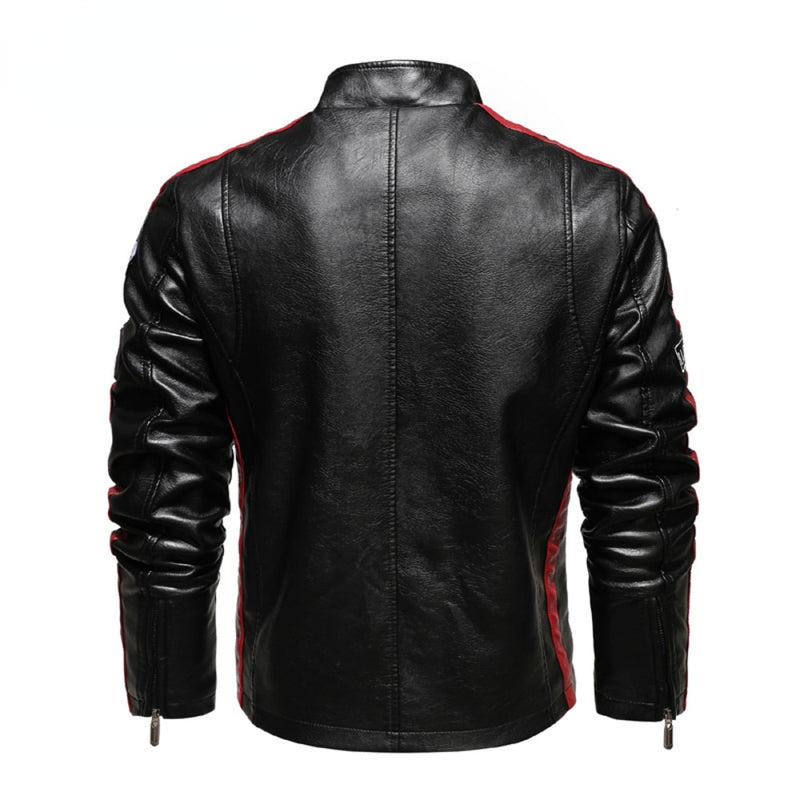 Veste en similicuir brodée pour moto vintage pour hommes