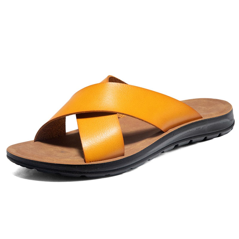 Sandalias de verano de playa de piel sintética italiana para hombre