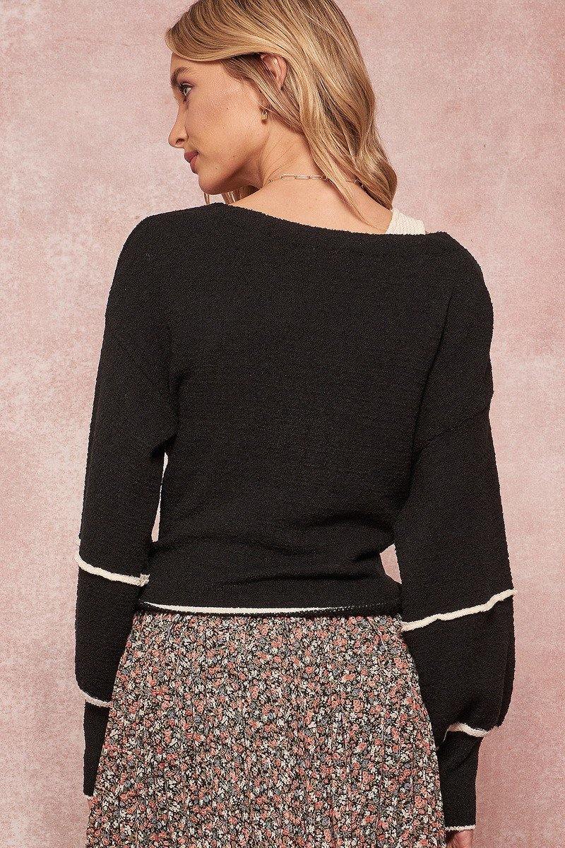 A Textured Knit Cardigan Sweater - AM APPAREL