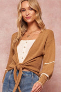 A Textured Knit Cardigan Sweater - AM APPAREL