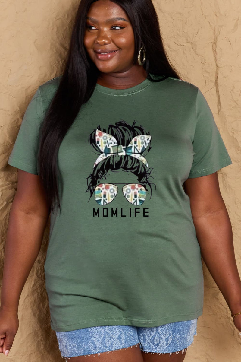 T-shirt en coton graphique Simply Love MOM LIFE pleine taille