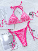 Ensemble de bikini noué sur les côtés à imprimé léopard
