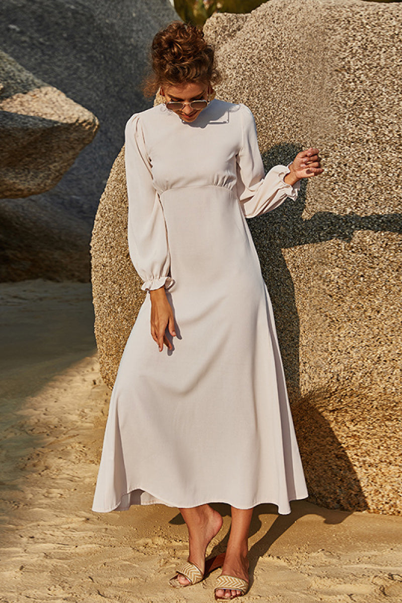 Robe volantée à manches bouffantes