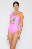 Marina West Swim Vacay Mode Maillot de bain une épaule en rose œillet