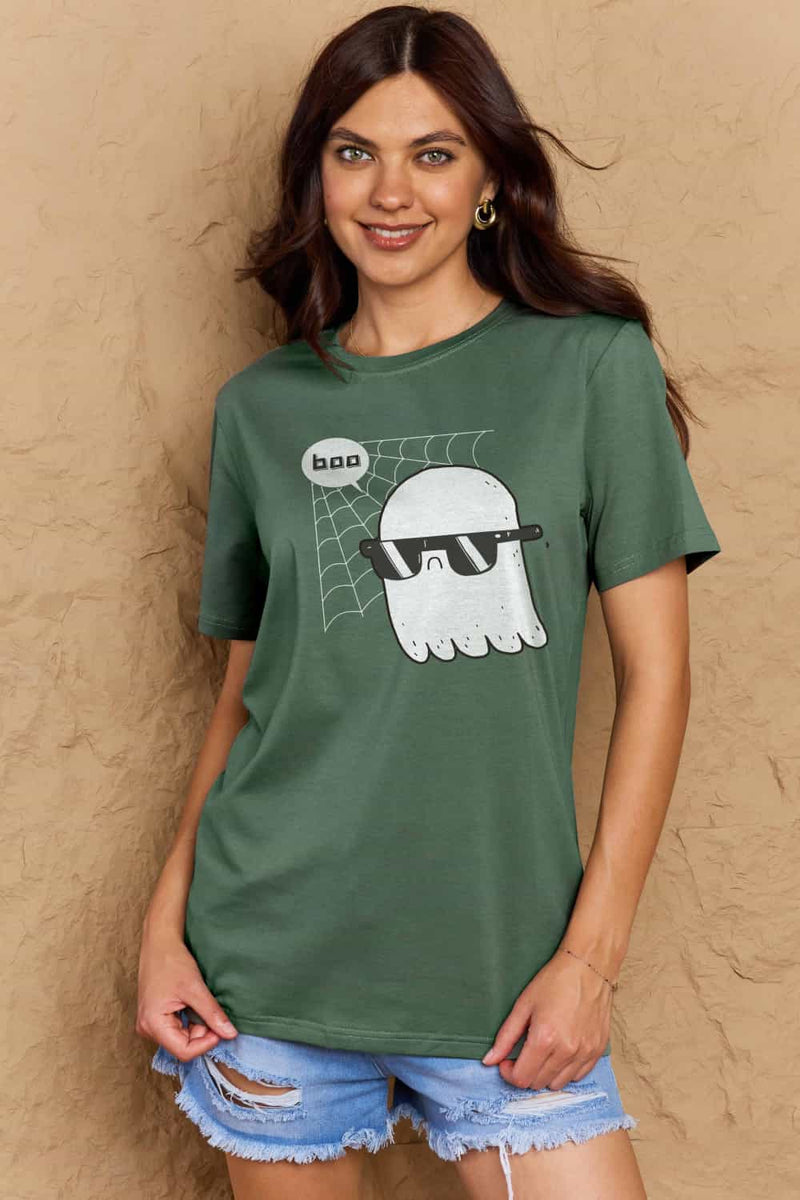 Camiseta de algodón con gráfico BOO de tamaño completo de Simply Love