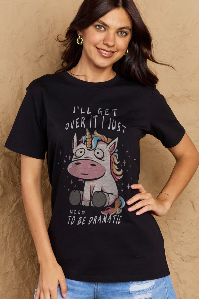 Simply Love Tamaño completo LO SUPERARÉ SÓLO NECESITO SER DRAMÁTICO Camiseta de algodón gráfica