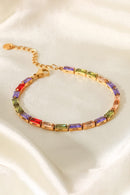 Pulsera con circonitas multicolores chapadas en oro de 18 quilates