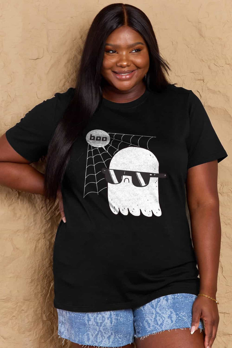 Camiseta de algodón con gráfico BOO de tamaño completo de Simply Love