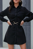 Belted Mini Shirt Dress - AM APPAREL