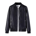 BROWON Unisex Stand Collar PU Leather Jacket - AM APPAREL